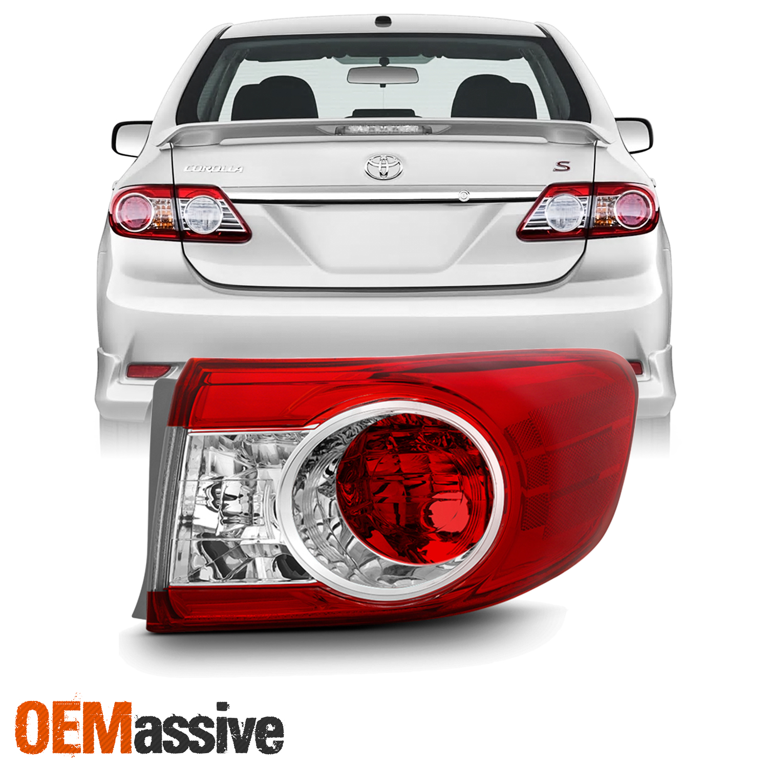 Fits 2011-2013 Toyota Corolla Passenger Side Outer Tail Light Original Style