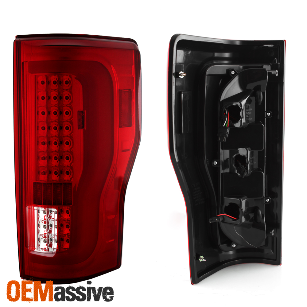 Fit 2017-2019 Ford F250/F350 Superduty Red Clear Full LED DRL Tube Tail Lights