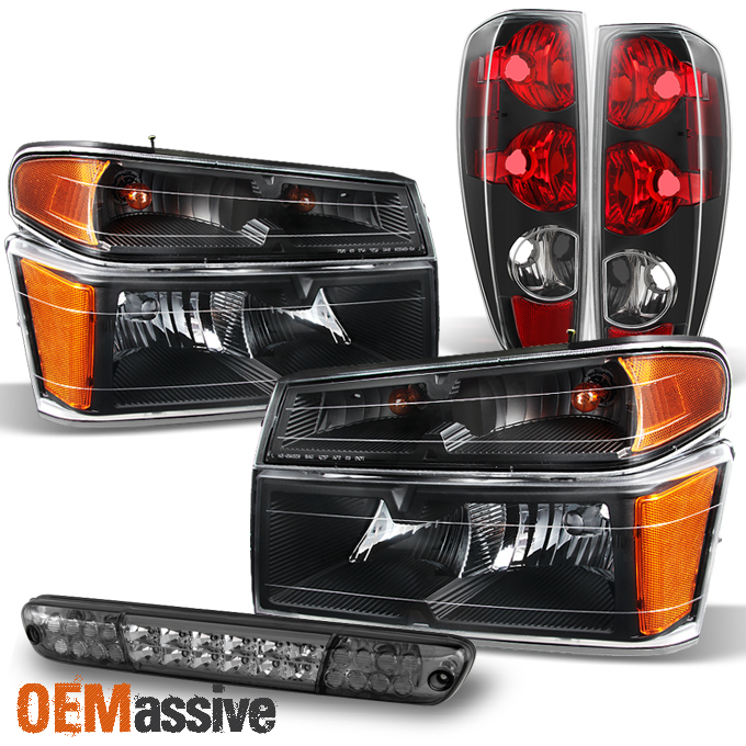 Fit 0412 Colorado Canyon Black Headlights+Tail Lights+Smoke LED 3rd