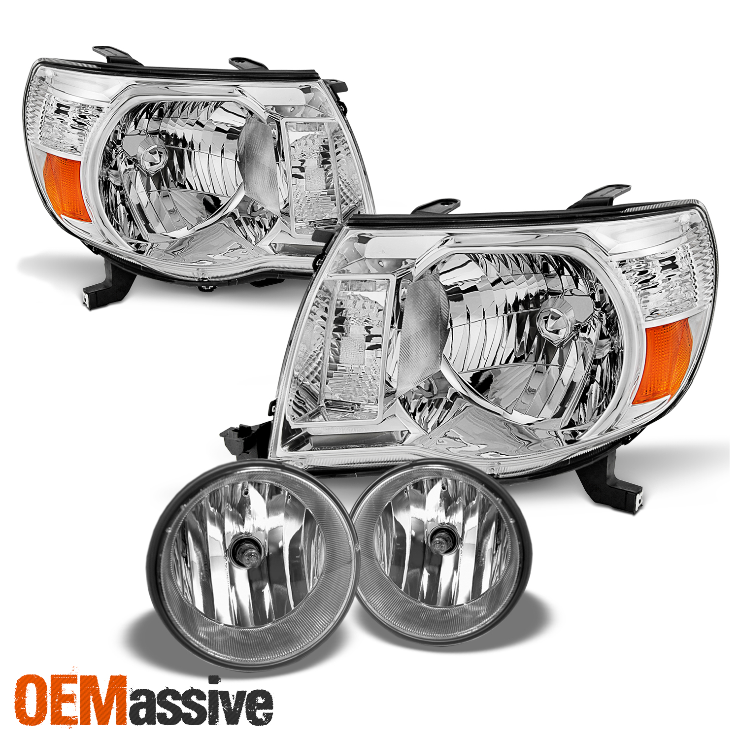 Pair For 2005-2011 Toyota Tacoma Chrome Headlamp Lamps Headlights Assembly US 