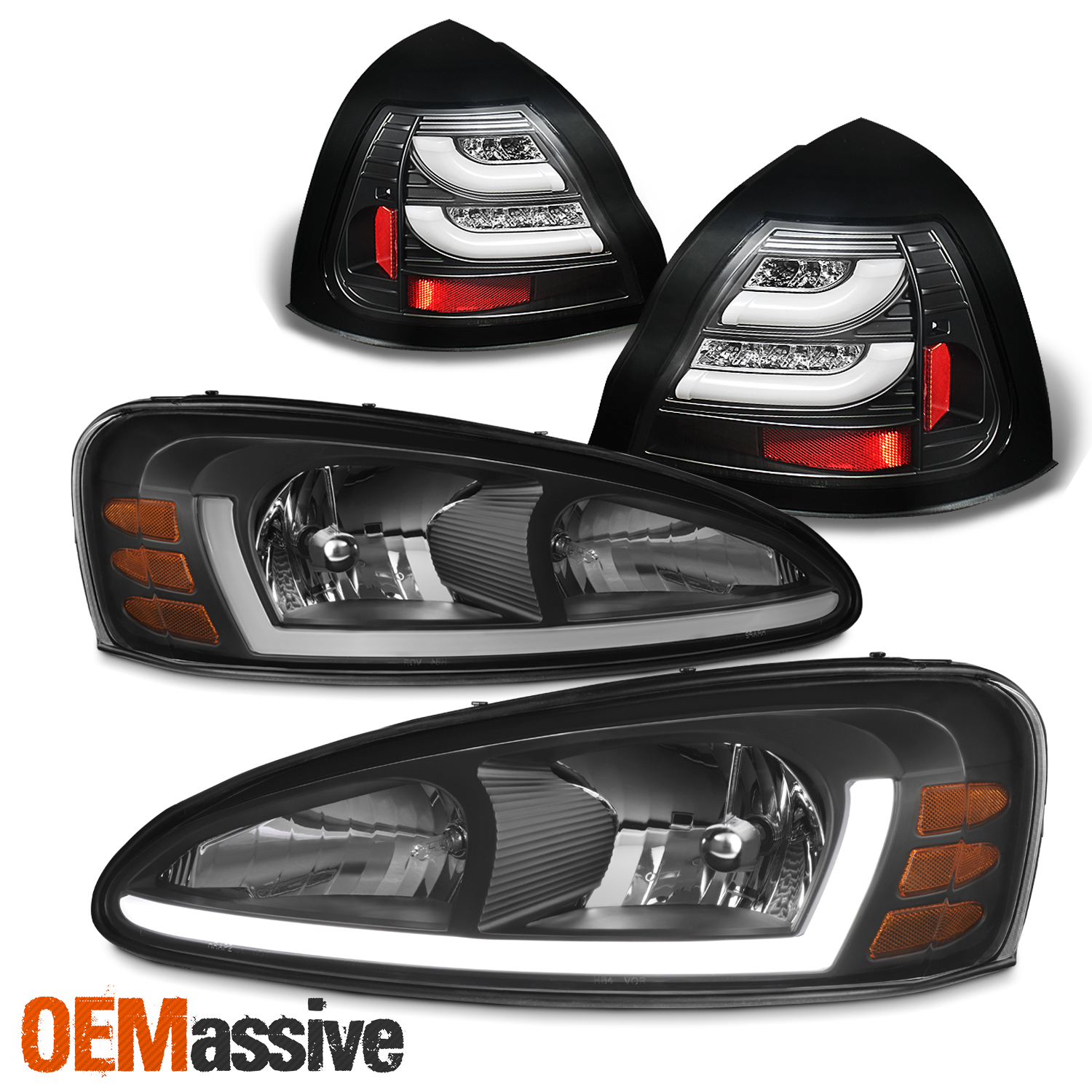 Dark Red Tail Lights Replacement Pair Set Fits 04-06 Pacifica Black Headlights